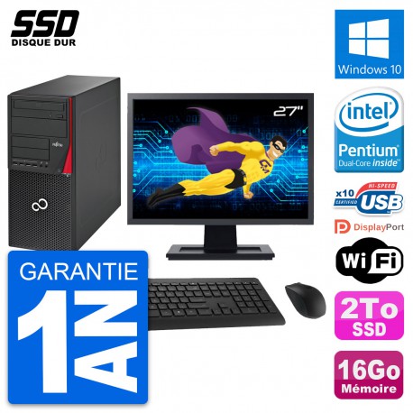 PC Tour Fujitsu P720 Ecran 27" Intel G3220 RAM 16Go SSD 2To Windows 10 Wifi