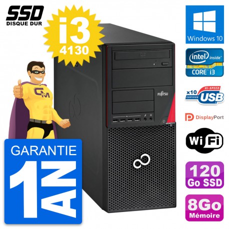 PC Tour Fujitsu Esprimo P720 Intel i3-4130 RAM 8Go SSD 120Go Windows 10 Wifi