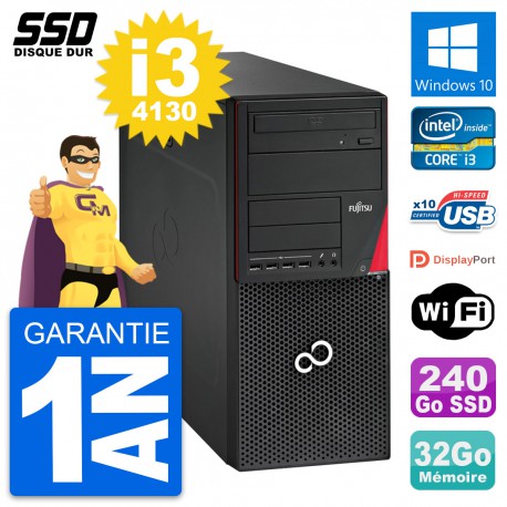 PC Tour Fujitsu Esprimo P720 Intel i3-4130 RAM 32Go SSD 240Go Windows 10 Wifi