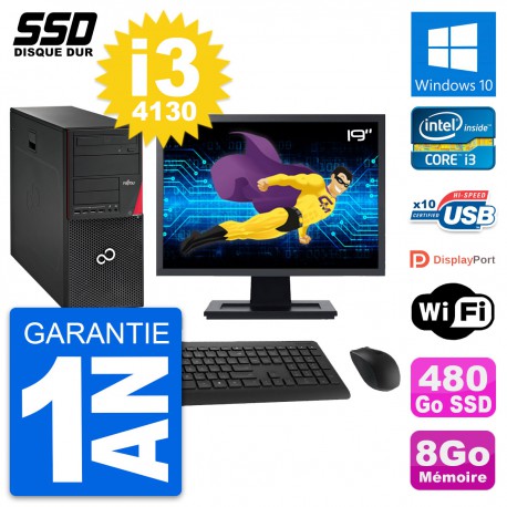 PC Tour Fujitsu P720 Ecran 19" Intel i3-4130 RAM 8Go SSD 480Go Windows 10 Wifi