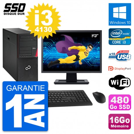 PC Tour Fujitsu P720 Ecran 19" Intel i3-4130 RAM 16Go SSD 480Go Windows 10 Wifi