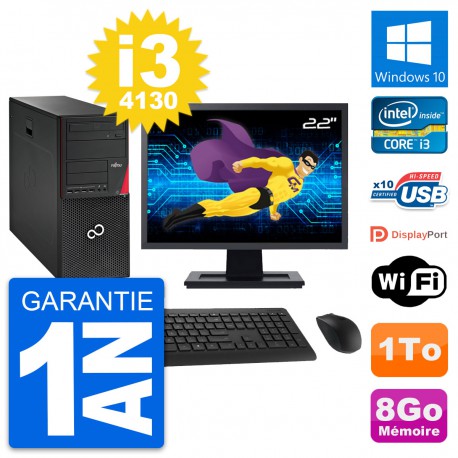 PC Tour Fujitsu P720 Ecran 22" Intel i3-4130 RAM 8Go Disque 1To Windows 10 Wifi