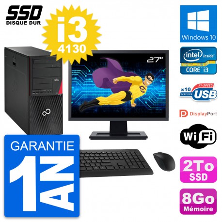 PC Tour Fujitsu P720 Ecran 27" Intel i3-4130 RAM 8Go SSD 2To Windows 10 Wifi