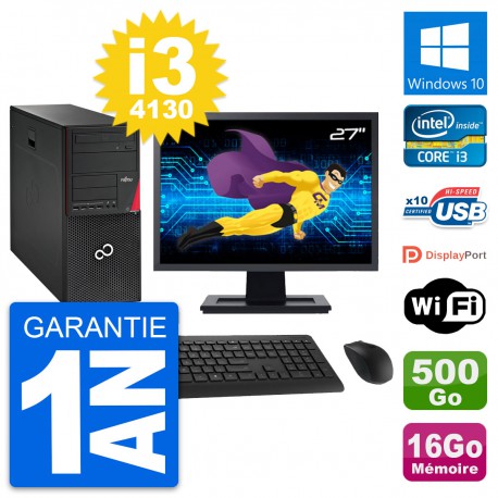 PC Tour Fujitsu P720 Ecran 27" i3-4130 RAM 16Go Disque 500Go Windows 10 Wifi