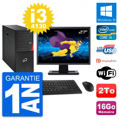 PC Tour Fujitsu P720 Ecran 27" Intel i3-4130 RAM 16Go Disque 2To Windows 10 Wifi