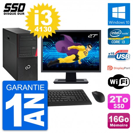 PC Tour Fujitsu P720 Ecran 27" Intel i3-4130 RAM 16Go SSD 2To Windows 10 Wifi