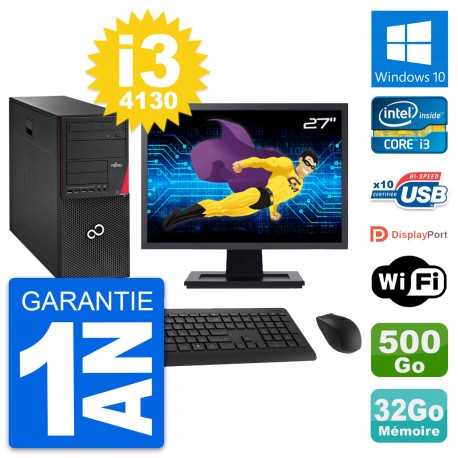 PC Tour Fujitsu P720 Ecran 27" i3-4130 RAM 32Go Disque 500Go Windows 10 Wifi