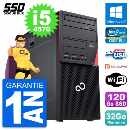 PC Tour Fujitsu Esprimo P720 Intel i5-4570 RAM 32Go SSD 120Go Windows 10 Wifi
