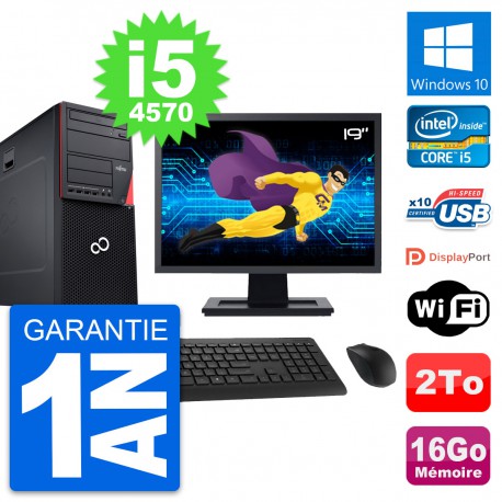 PC Tour Fujitsu P720 Ecran 19" Intel i5-4570 RAM 16Go Disque 2To Windows 10 Wifi