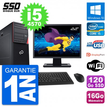 PC Tour Fujitsu P720 Ecran 22" Intel i5-4570 RAM 16Go SSD 120Go Windows 10 Wifi