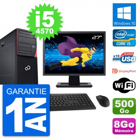 PC Tour Fujitsu P720 Ecran 27" Core i5-4570 RAM 8Go Disque 500Go Windows 10 Wifi