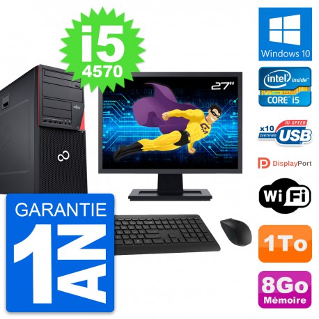 PC Tour Fujitsu P720 Ecran 27" Intel i5-4570 RAM 8Go Disque 1To Windows 10 Wifi