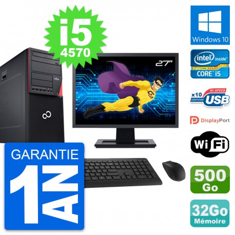 PC Tour Fujitsu P720 Ecran 27" i5-4570 RAM 32Go Disque 500Go Windows 10 Wifi