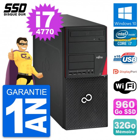 PC Tour Fujitsu Esprimo P720 Intel i7-4770 RAM 32Go SSD 960Go Windows 10 Wifi