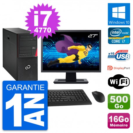 PC Tour Fujitsu P720 Ecran 27" i7-4770 RAM 16Go Disque 500Go Windows 10 Wifi