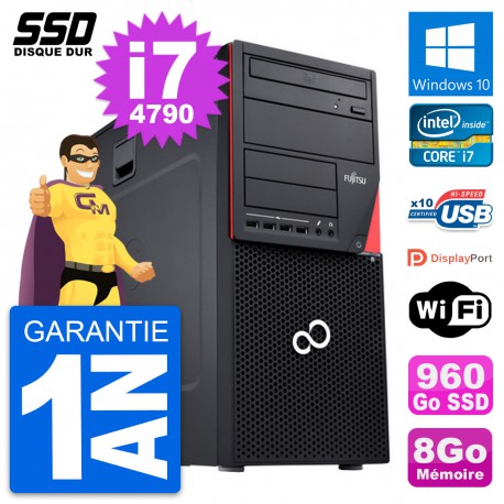 PC Tour Fujitsu Esprimo P720 Intel i7-4790 RAM 8Go SSD 960Go Windows 10 Wifi
