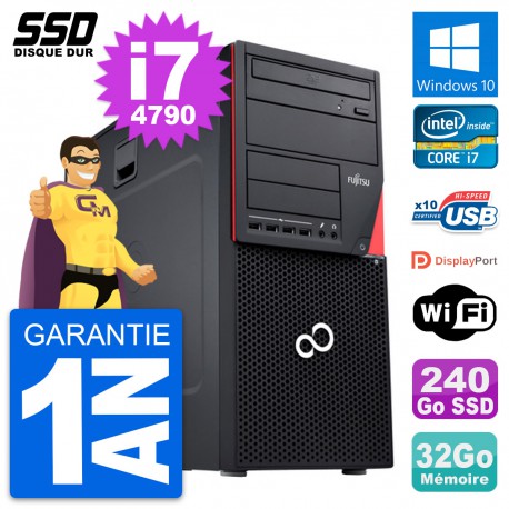 PC Tour Fujitsu Esprimo P720 Intel i7-4790 RAM 32Go SSD 240Go Windows 10 Wifi
