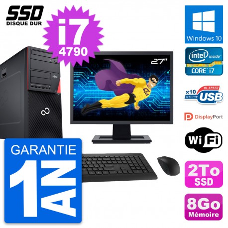 PC Tour Fujitsu P720 Ecran 27" Intel i7-4790 RAM 8Go SSD 2To Windows 10 Wifi