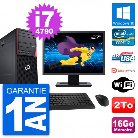 PC Tour Fujitsu P720 Ecran 27" Intel i7-4790 RAM 16Go Disque 2To Windows 10 Wifi