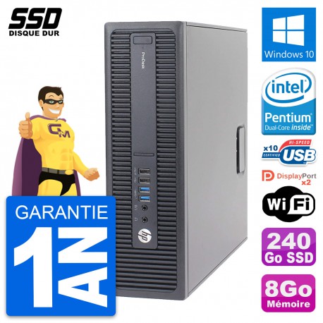 PC HP ProDesk 600 G2 SFF Intel Pentium G4400 RAM 8Go SSD 240Go Windows 10 Wifi