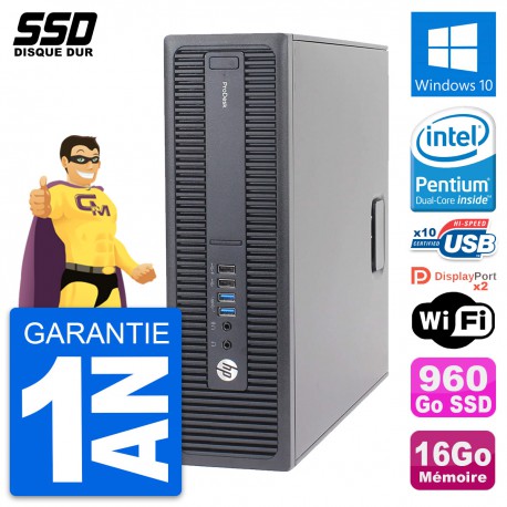 PC HP ProDesk 600 G2 SFF Intel Pentium G4400 RAM 16Go SSD 960Go Windows 10 Wifi