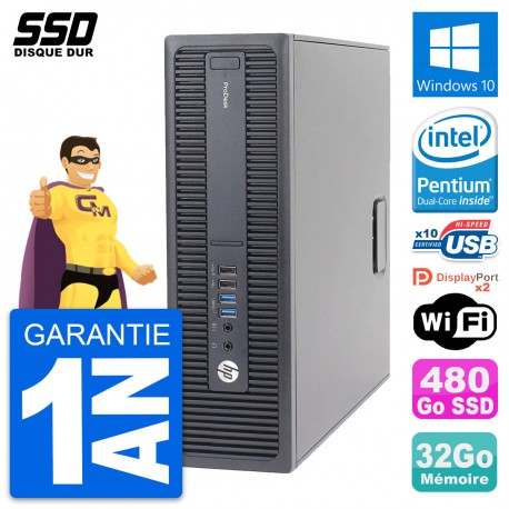 PC HP ProDesk 600 G2 SFF Intel Pentium G4400 RAM 32Go SSD 480Go Windows 10 Wifi