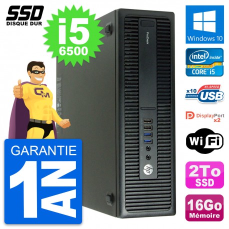 PC HP ProDesk 600 G2 SFF Intel Core i5-6500 RAM 16Go SSD 2To Windows 10 Wifi