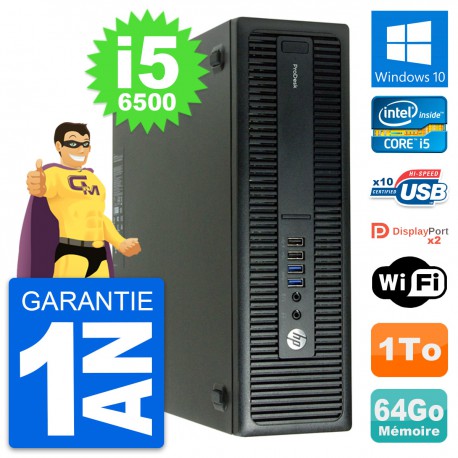 PC HP ProDesk 600 G2 SFF Intel i5-6500 RAM 64Go Disque Dur 1To Windows 10 Wifi