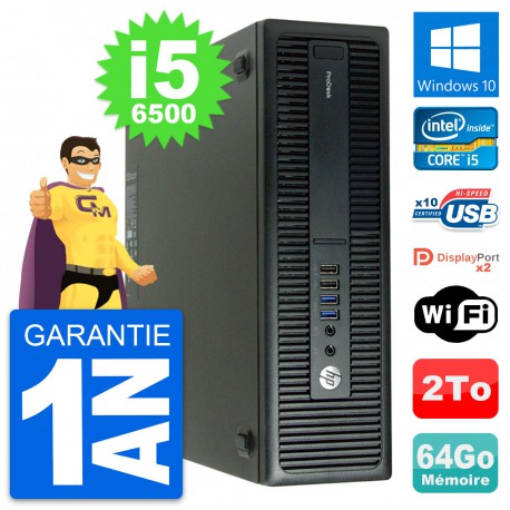 PC HP ProDesk 600 G2 SFF Intel i5-6500 RAM 64Go Disque Dur 2To Windows 10 Wifi