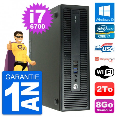 PC HP ProDesk 600 G2 SFF Intel Core i7-6700 RAM 8Go Disque 2To Windows 10 Wifi