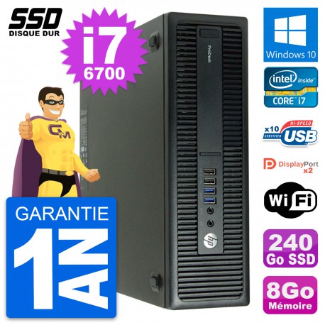 PC HP ProDesk 600 G2 SFF Intel Core i7-6700 RAM 8Go SSD 240Go Windows 10 Wifi