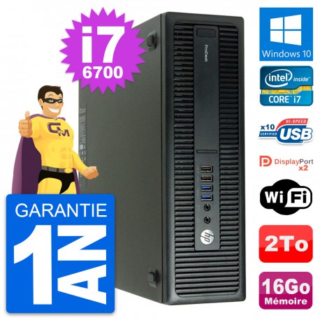 PC HP ProDesk 600 G2 SFF Intel Core i7-6700 RAM 16Go Disque 2To Windows 10 Wifi