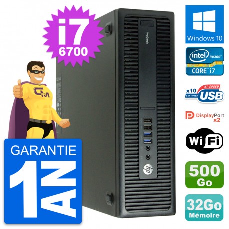 PC HP ProDesk 600 G2 SFF Intel i7-6700 RAM 32Go Disque Dur 500Go Windows 10 Wifi