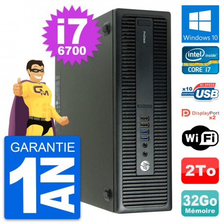PC HP ProDesk 600 G2 SFF Intel i7-6700 RAM 32Go Disque Dur 2To Windows 10 Wifi