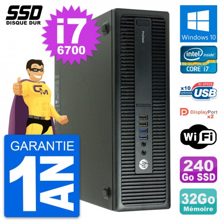 PC HP ProDesk 600 G2 SFF Intel Core i7-6700 RAM 32Go SSD 240Go Windows 10 Wifi