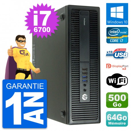 PC HP ProDesk 600 G2 SFF Intel i7-6700 RAM 64Go Disque Dur 500Go Windows 10 Wifi
