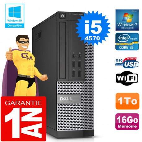 PC DELL 7020 SFF Core I5-4570 Ram 16Go Disque 1 To Graveur DVD Wifi W7