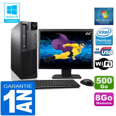 PC Lenovo M92p SFF Intel G630 Ram 8Go Disque 500 Go Wifi W7 Ecran 22"