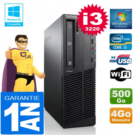 PC Lenovo M92p SFF Core I3-3220 Ram 4Go Disque 500 Go Graveur DVD Wifi W7