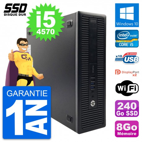 PC HP ProDesk 600 G1 SFF Intel Core i5-4570 RAM 8Go SSD 240Go Windows 10 Wifi