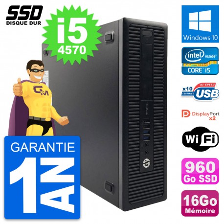 PC HP ProDesk 600 G1 SFF Intel Core i5-4570 RAM 16Go SSD 960Go Windows 10 Wifi