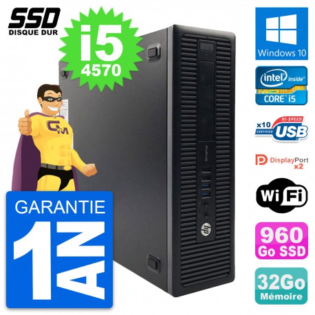 PC HP ProDesk 600 G1 SFF Intel Core i5-4570 RAM 32Go SSD 960Go Windows 10 Wifi