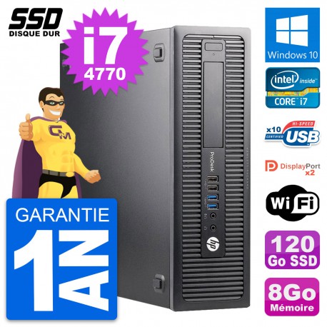PC HP ProDesk 600 G1 SFF Intel Core i7-4770 RAM 8Go SSD 120Go Windows 10 Wifi