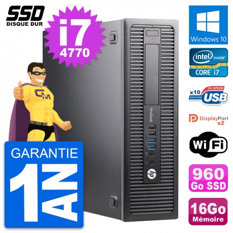 PC HP ProDesk 600 G1 SFF Intel Core i7-4770 RAM 16Go SSD 960Go Windows 10 Wifi