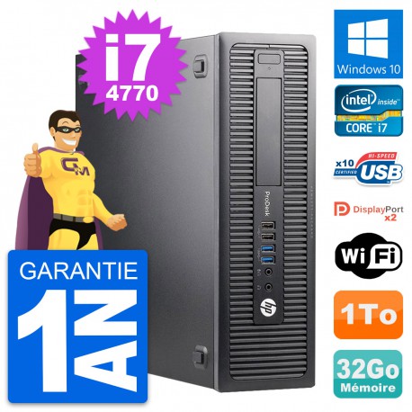 PC HP ProDesk 600 G1 SFF Intel i7-4770 RAM 32Go Disque Dur 1To Windows 10 Wifi
