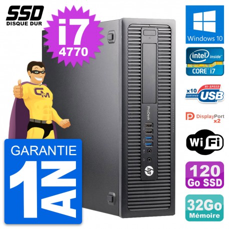 PC HP ProDesk 600 G1 SFF Intel Core i7-4770 RAM 32Go SSD 120Go Windows 10 Wifi