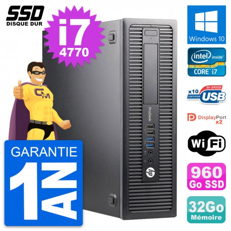 PC HP ProDesk 600 G1 SFF Intel Core i7-4770 RAM 32Go SSD 960Go Windows 10 Wifi
