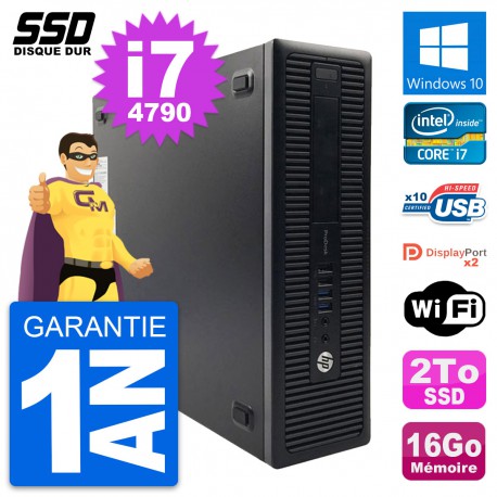 PC HP ProDesk 600 G1 SFF Intel Core i7-4790 RAM 16Go SSD 2To Windows 10 Wifi