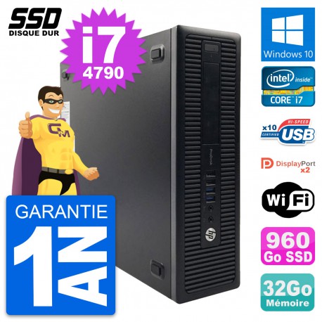 PC HP ProDesk 600 G1 SFF Intel Core i7-4790 RAM 32Go SSD 960Go Windows 10 Wifi