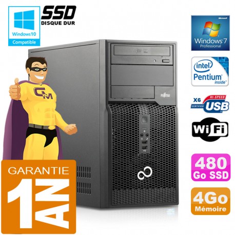 PC Tour Fujitsu Esprimo P400 G630 RAM 4Go Disque 480 Go SSD Wifi W7